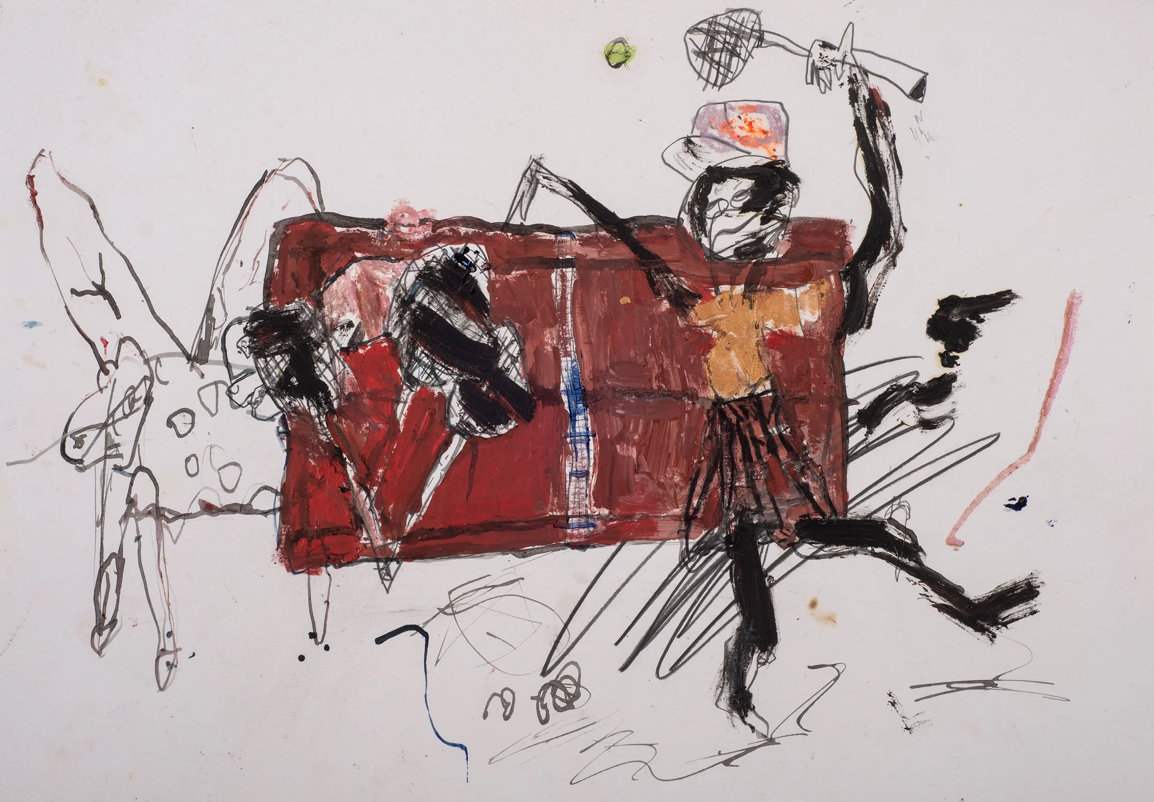 Monkey Slam, 2023, oil and pencil on paper, 30 x 42 cm.jpg