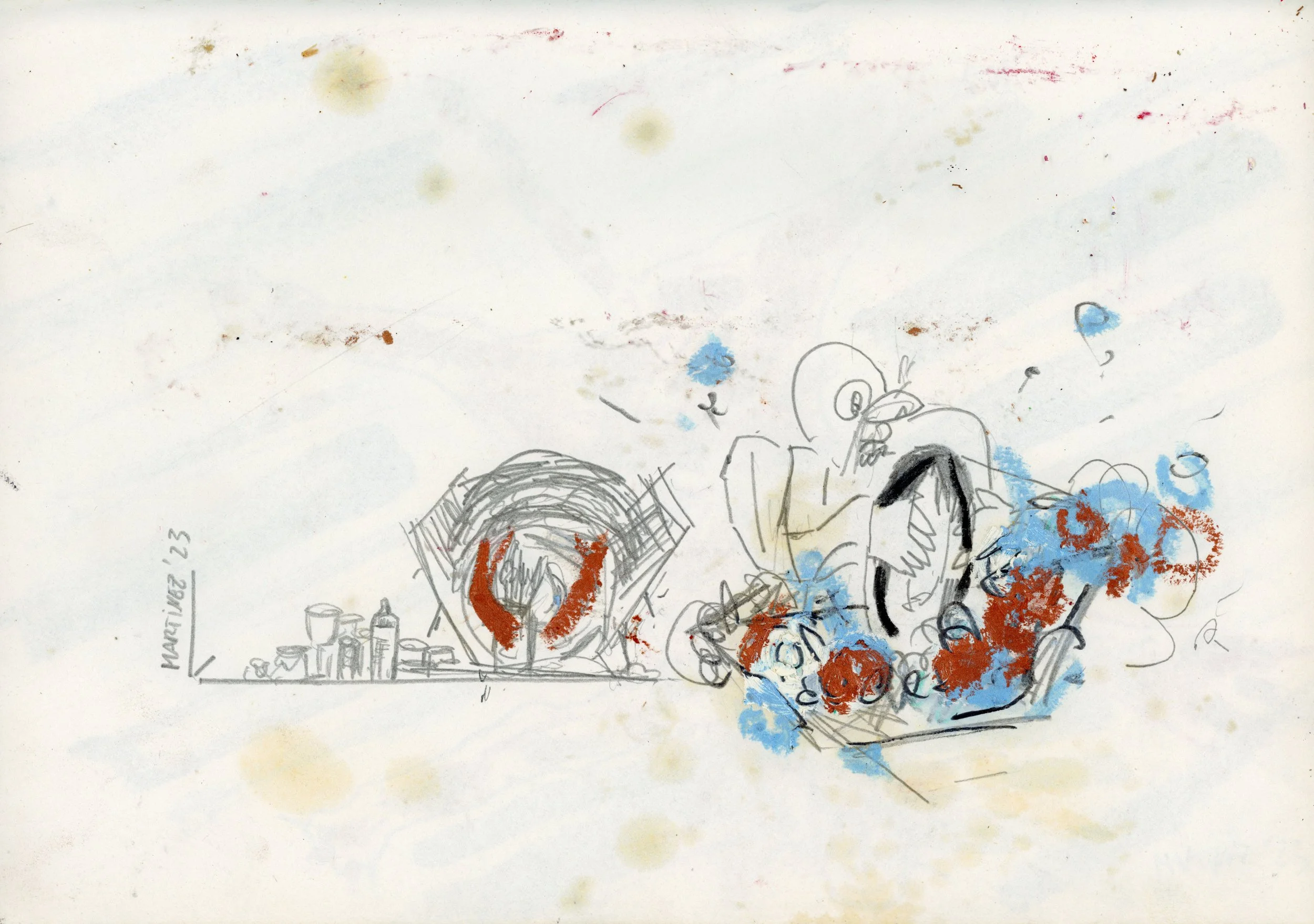 Washing Up, 2023, oil and pencil on paper, 21 x 29 cm.jpg