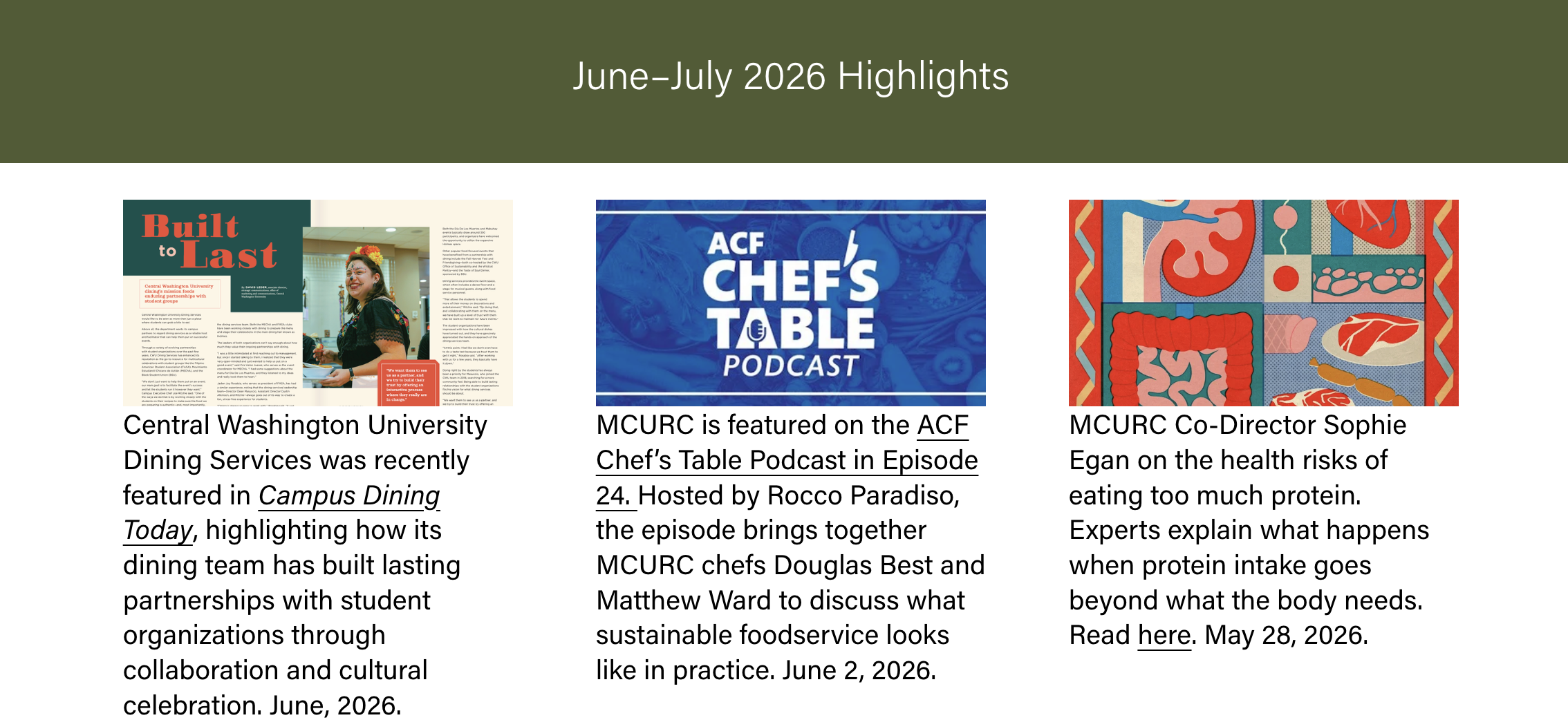 Graphic image showing ACF Chef's table podcast logo