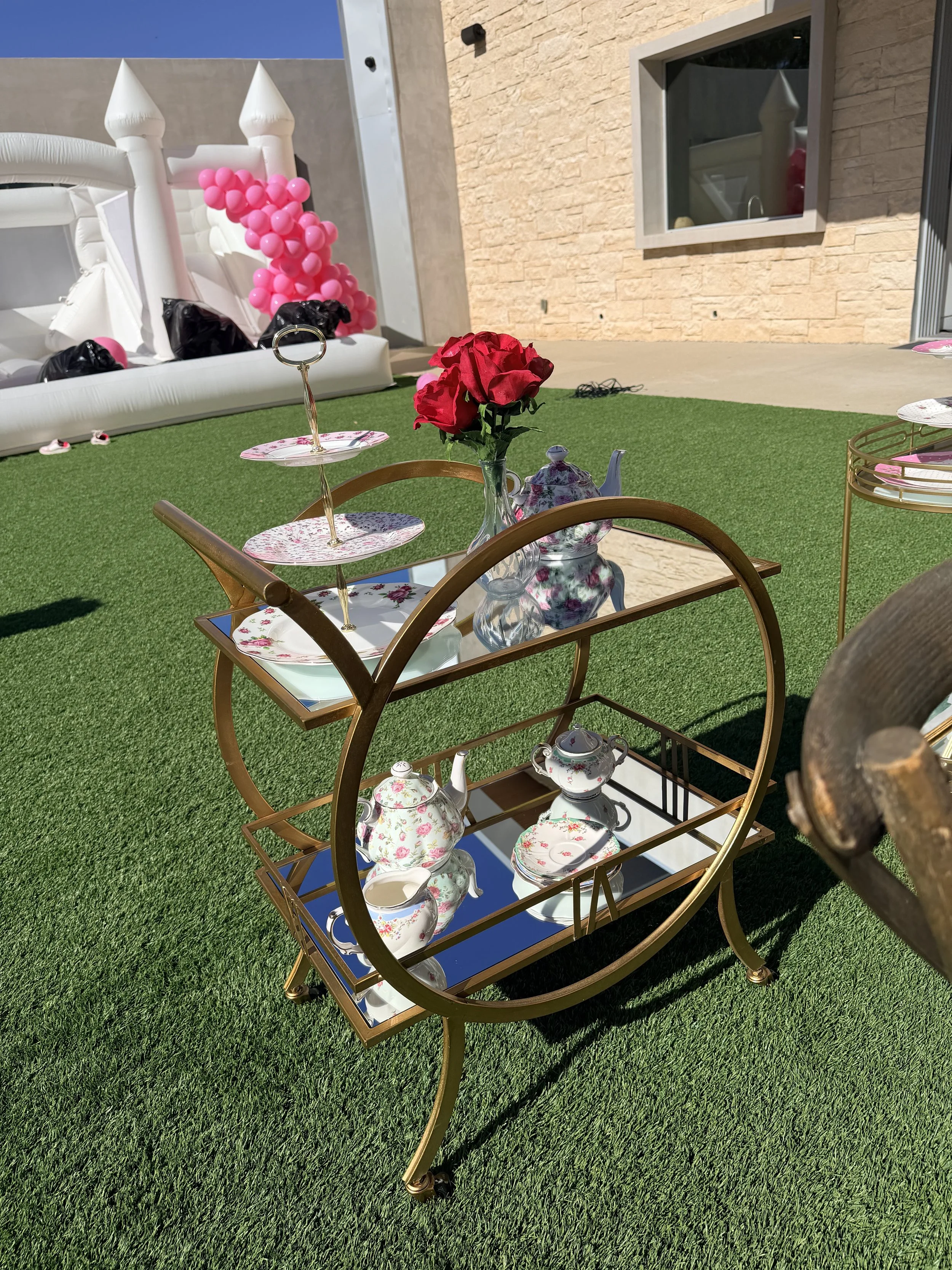 Gold Two Tier Mobile Bar Cart