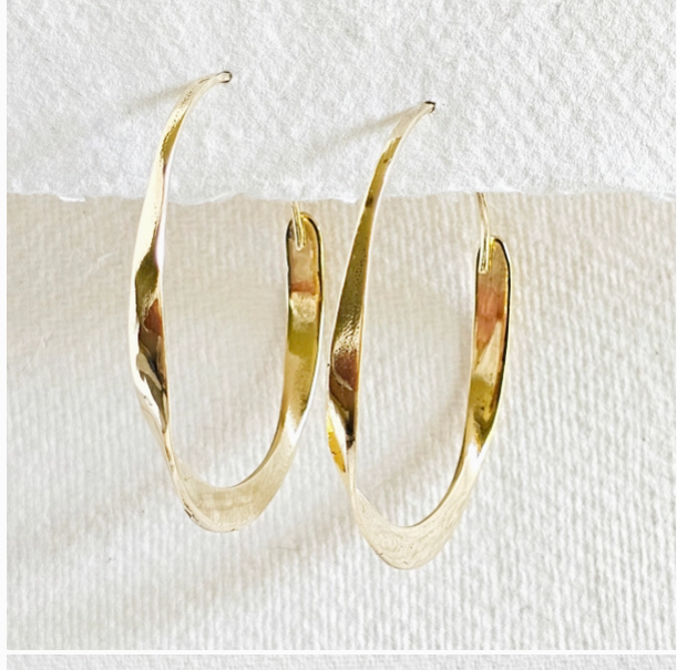 Brass Twisted Ribbon Hoop Earrings