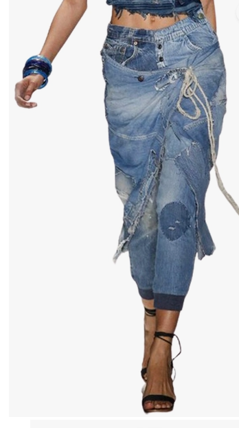 Denim Jeans with Skirt Overlay