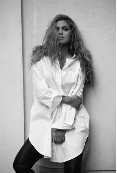 Boyfriend Oversized Cotton Shirt - Beige