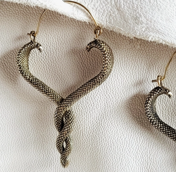 Brass Snake Twist Handmade Wire Earrings