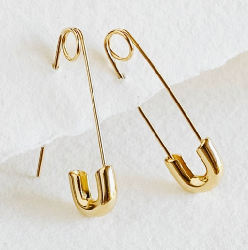 Solid 14K Gold Safety Pin Earring – Belladaar