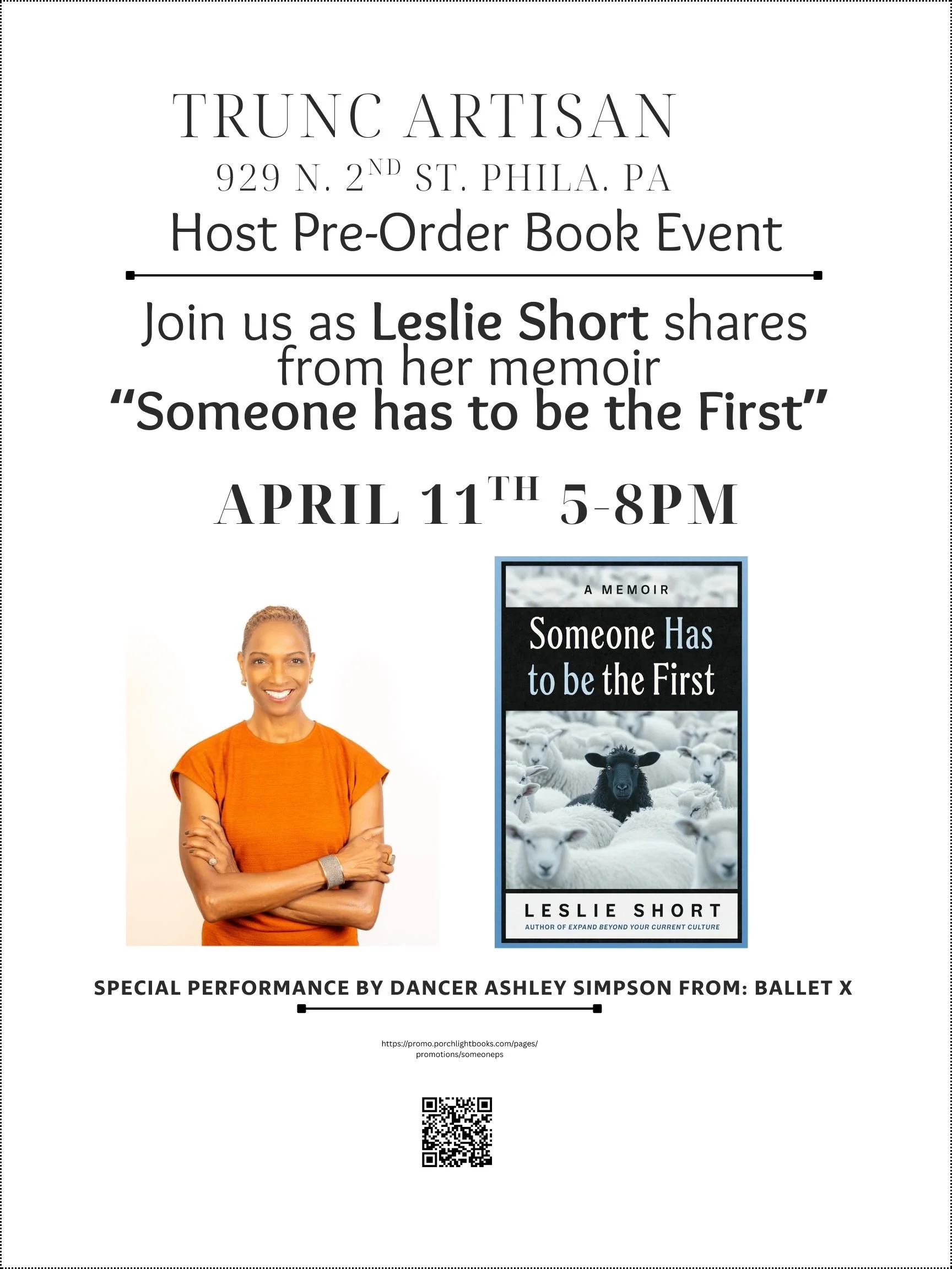 Lesli Short, Pre-Order Book Event, "Someone has to be First"