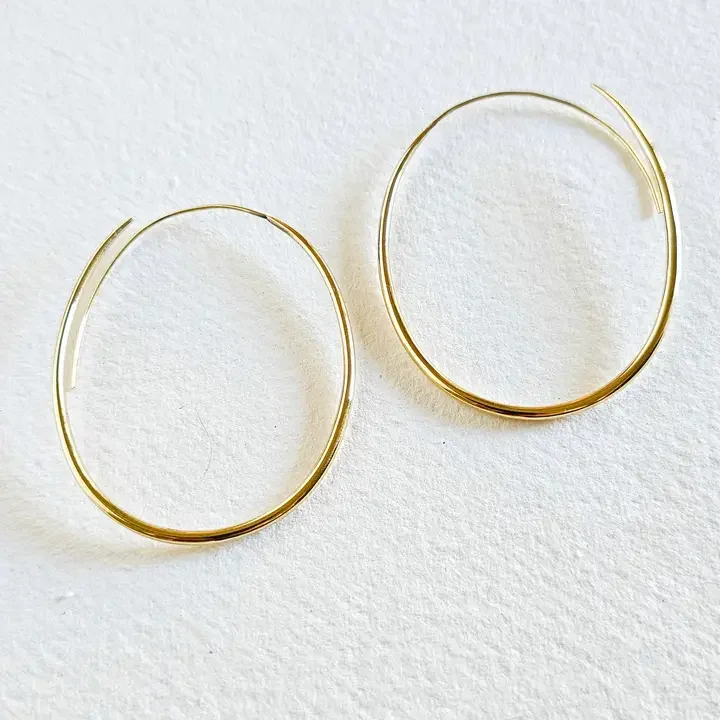 Brass Oval Hoop Earrings