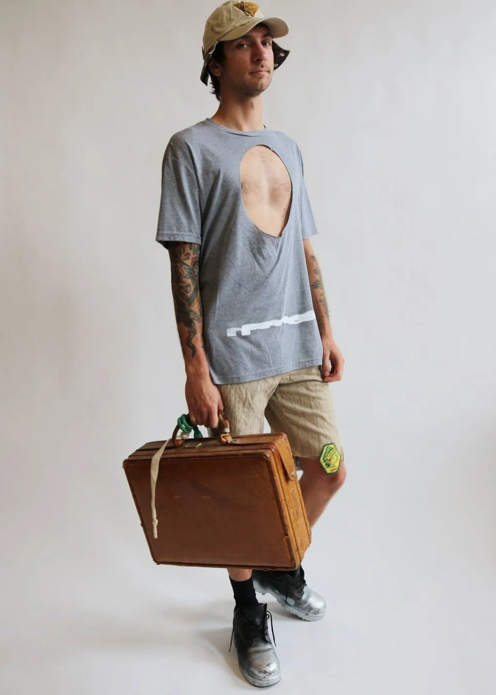 Recycled Tee with Hole and Bowler's Short