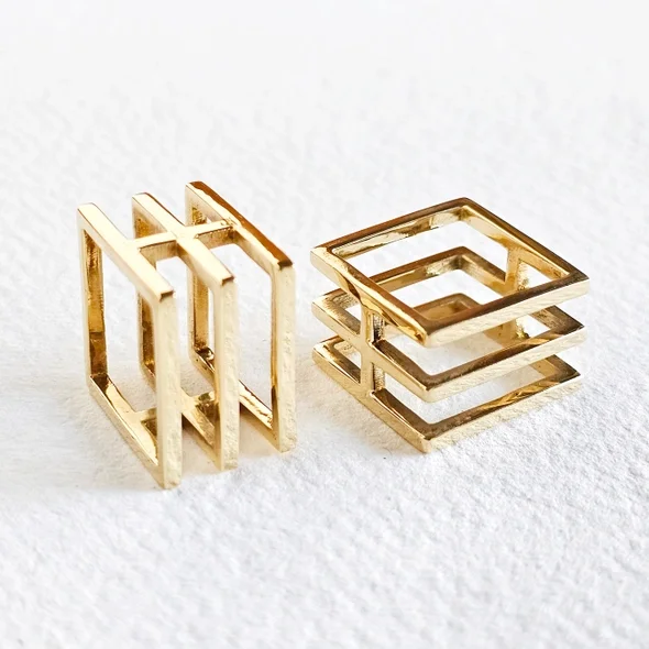 Brass Square Cube Ring