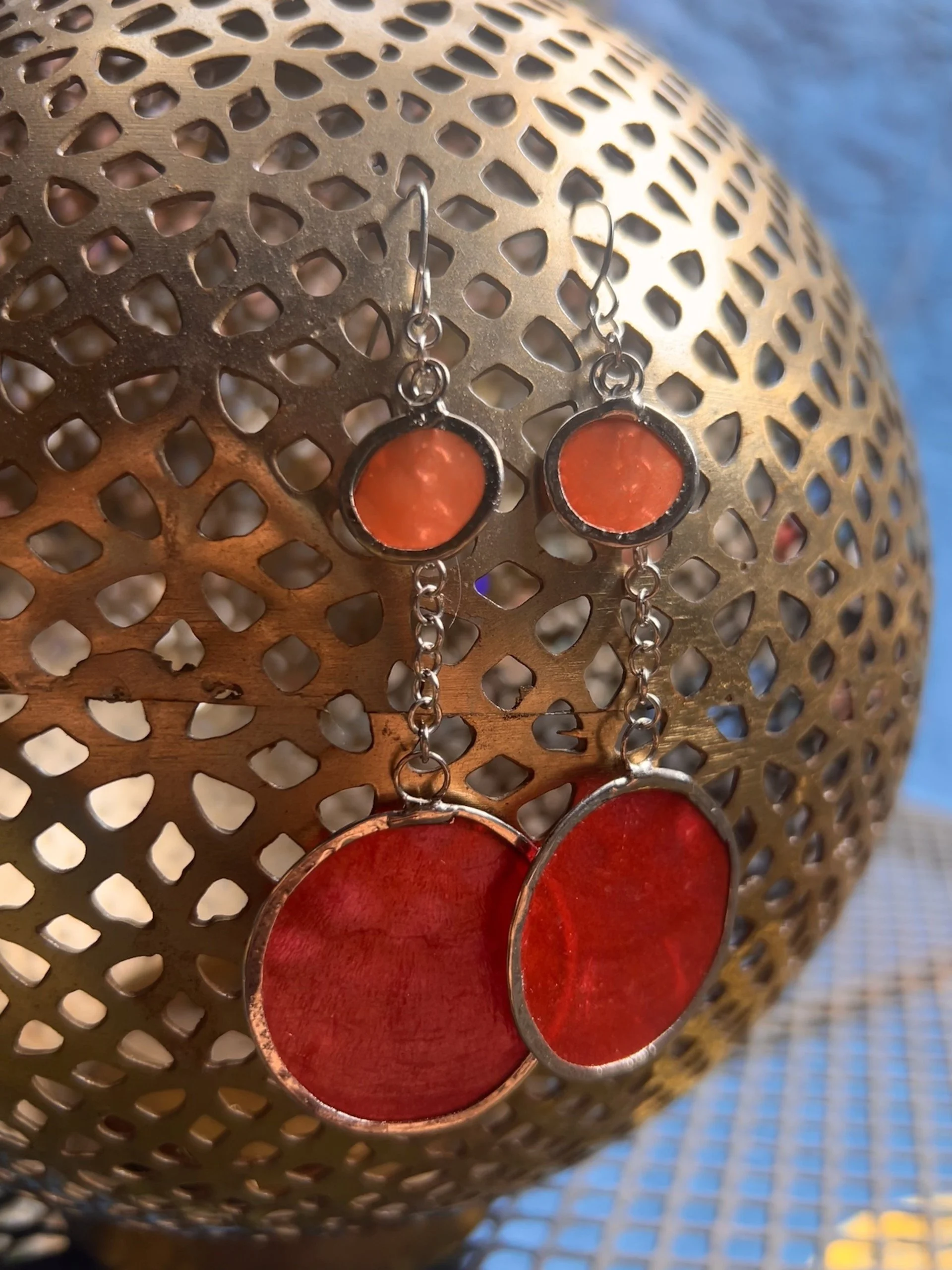 Recycled Orange Disc Earrings
