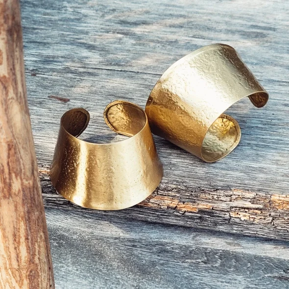Solid Satin Hammered Brass Sleeve Cuff