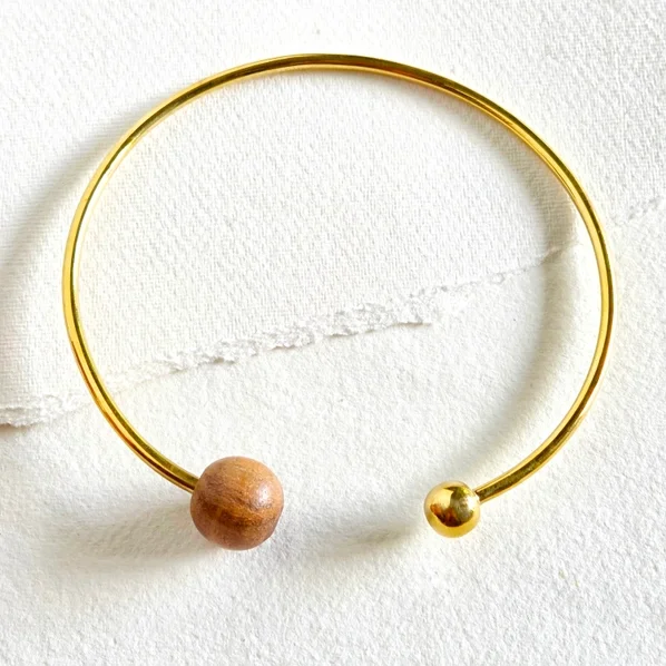 Brass Wood Necklace Chocker