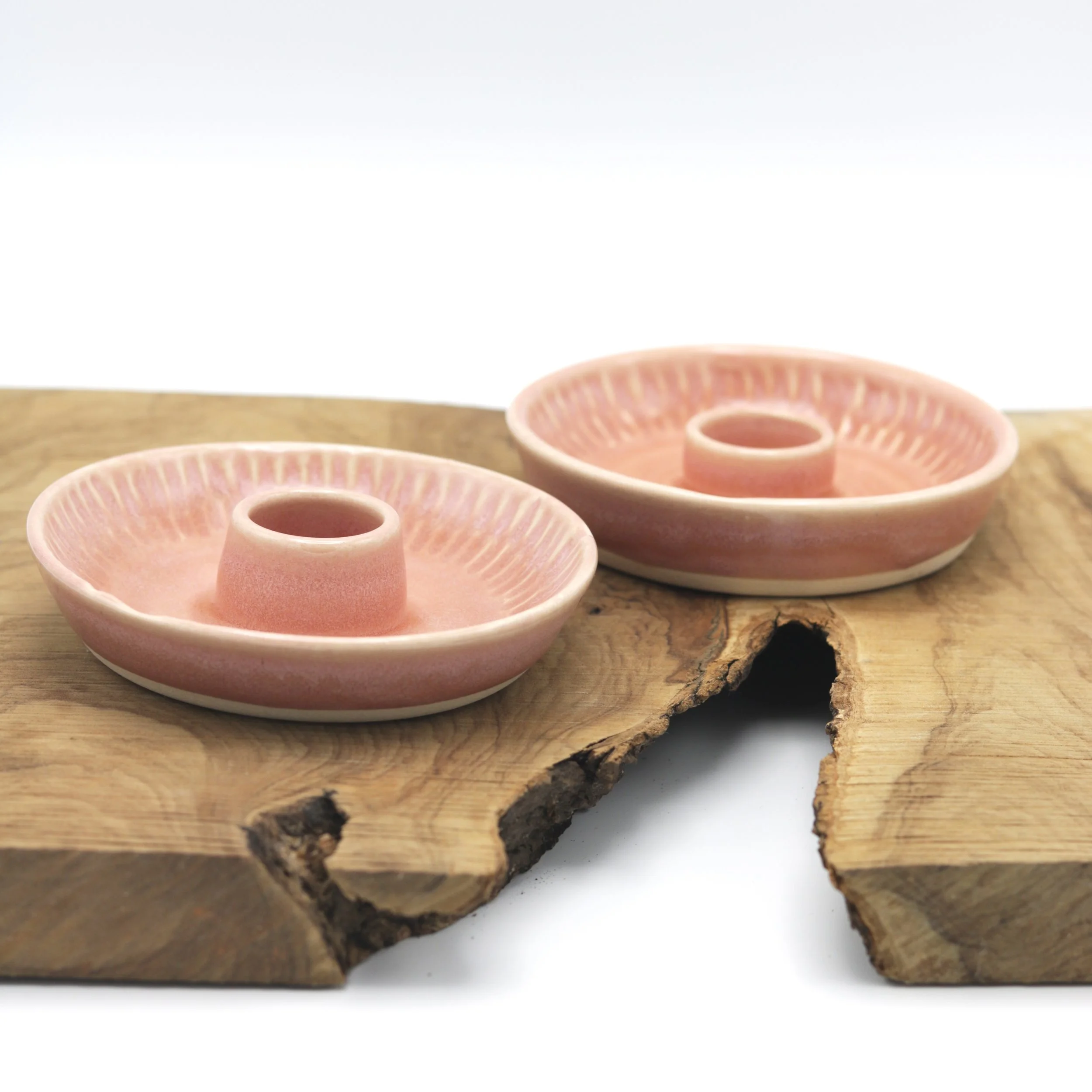 Ceramic Pink Taper Candle Holders