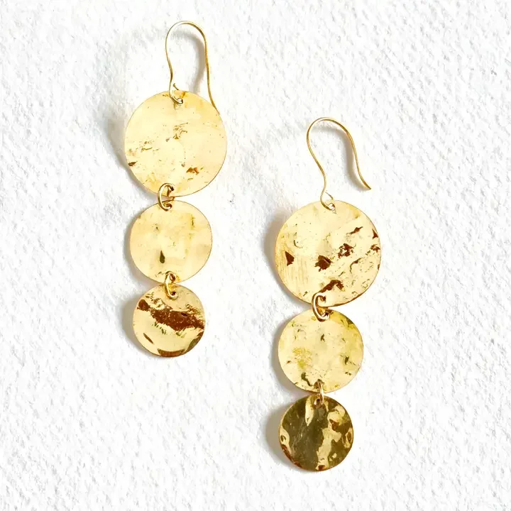 Brass Hammered Circles Earrings