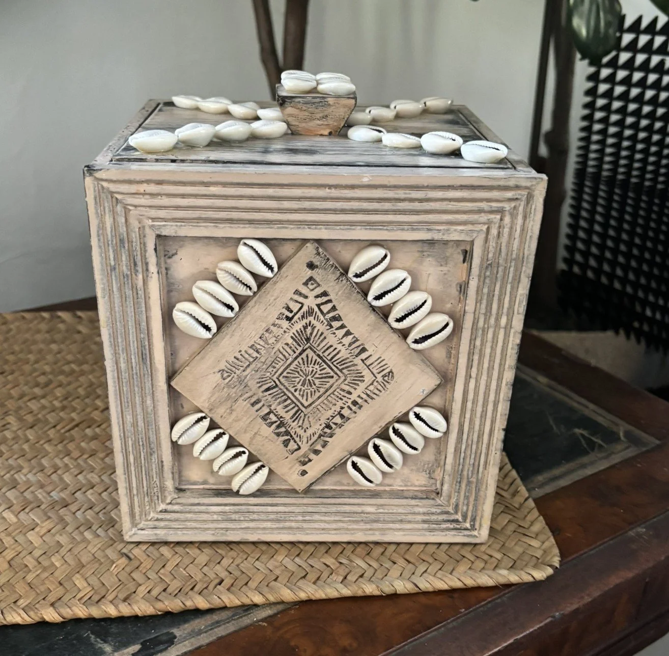Recycled Cowry Shell & Hand Printed Box