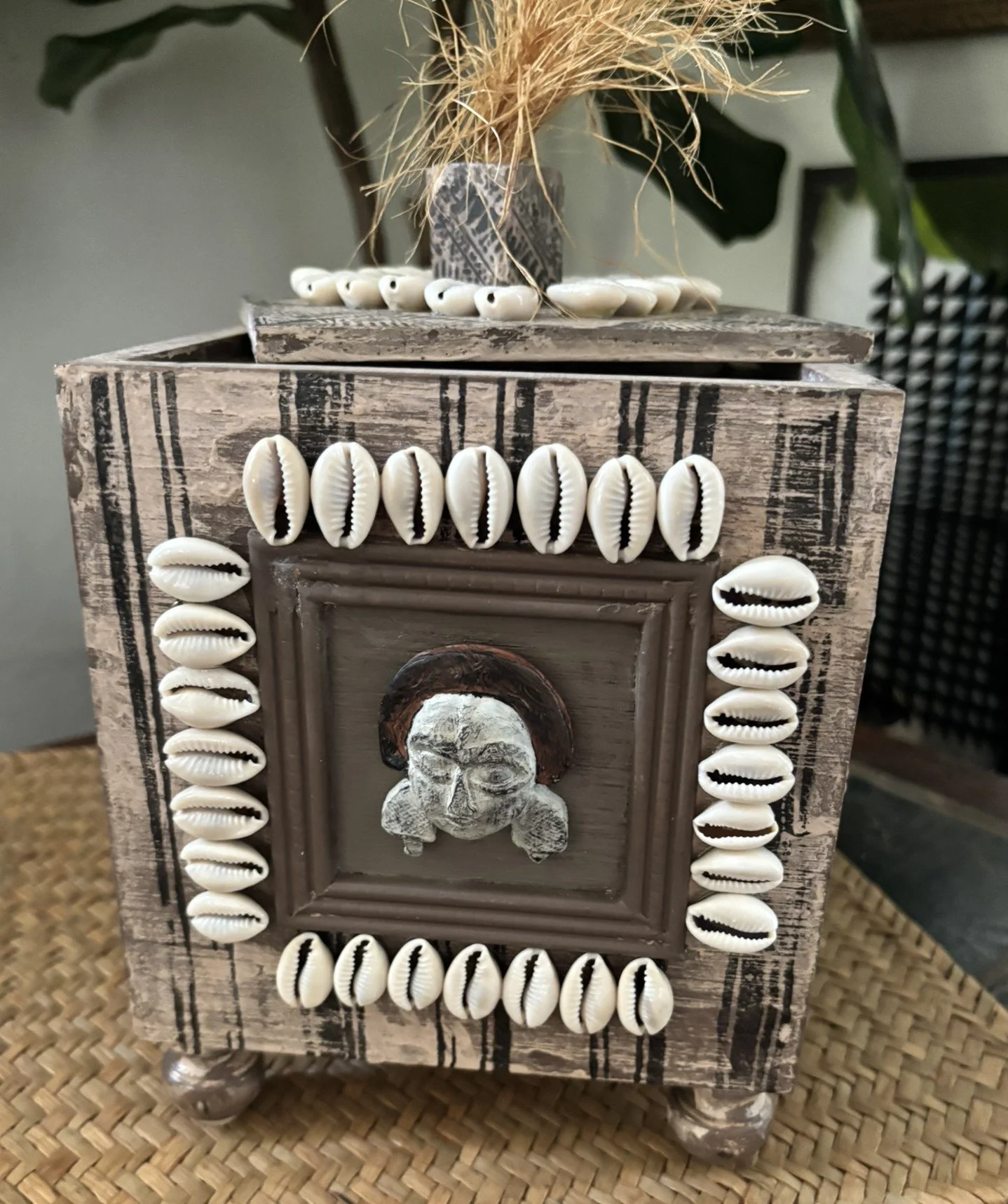 Recycled Wood Box Cowry Shells