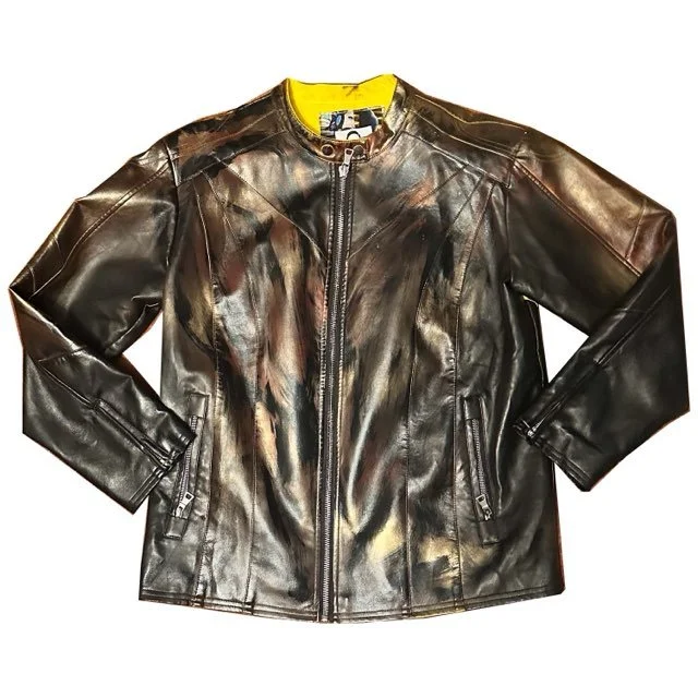 Faux hand Painted Faux Leather Jacket