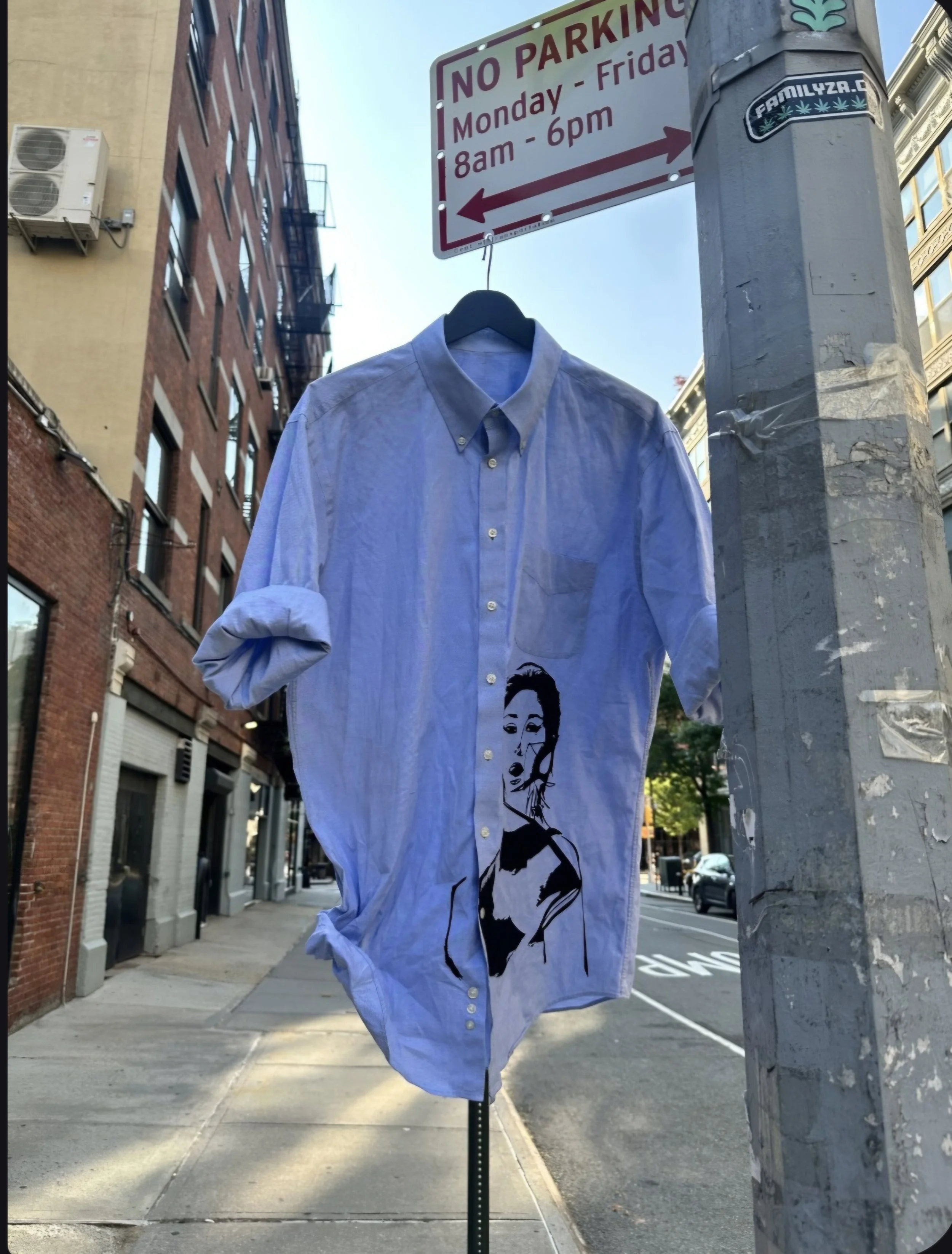 Upcycled Denim Blue Shirt Hand Painted