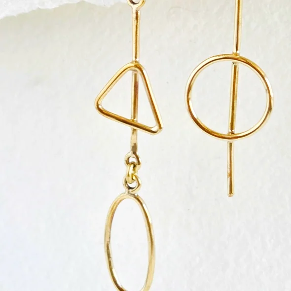 Brass Asymmetrical Earrings