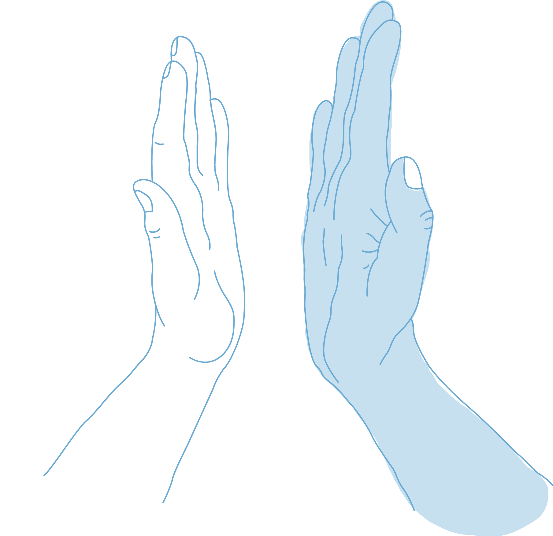 Encouragement The high five is a symbol of coming together after achieving something. By having an encouraging symbol, Refugees Welome can celebrate any achievements that they have accomplished or support any challenges they have faced by using this