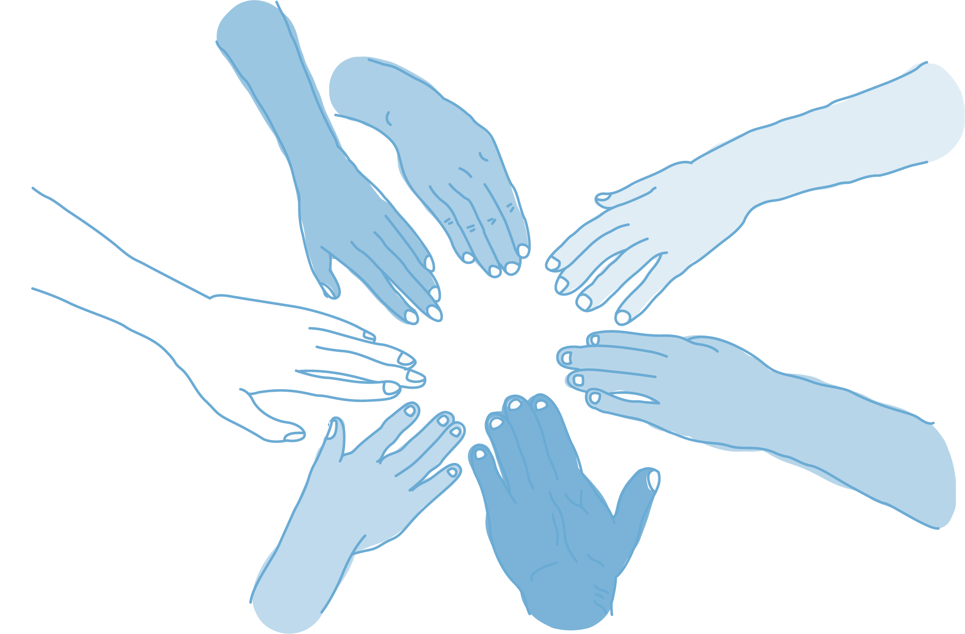 Community These hands represent a wide range of people coming together to celebrate community. Each hand, can either be a different colour, tone or pattern fill to potray the diversity which Refugees Welcome stands for.