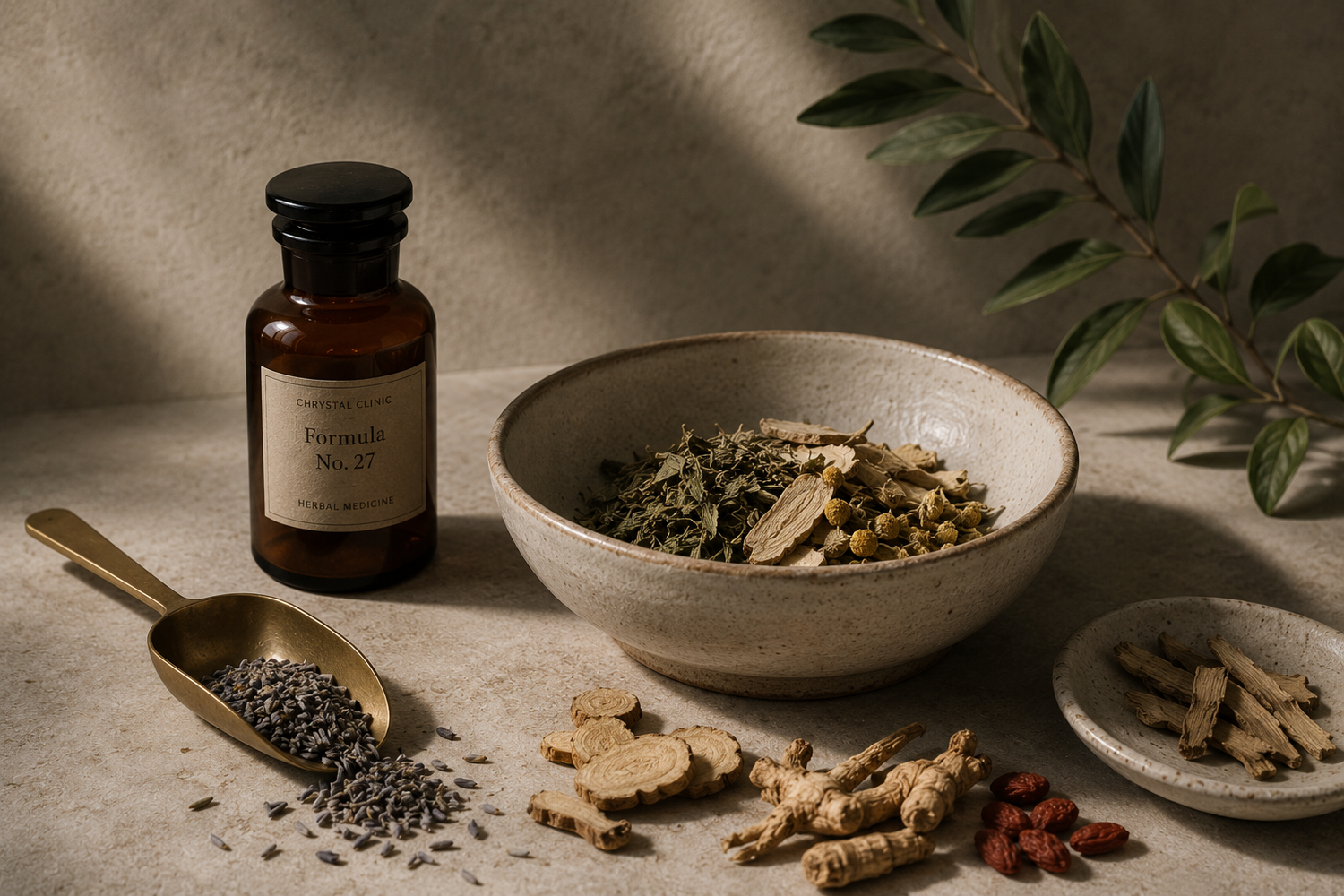 Chinese herbal medicine pharmacy at Chrystal Clinic