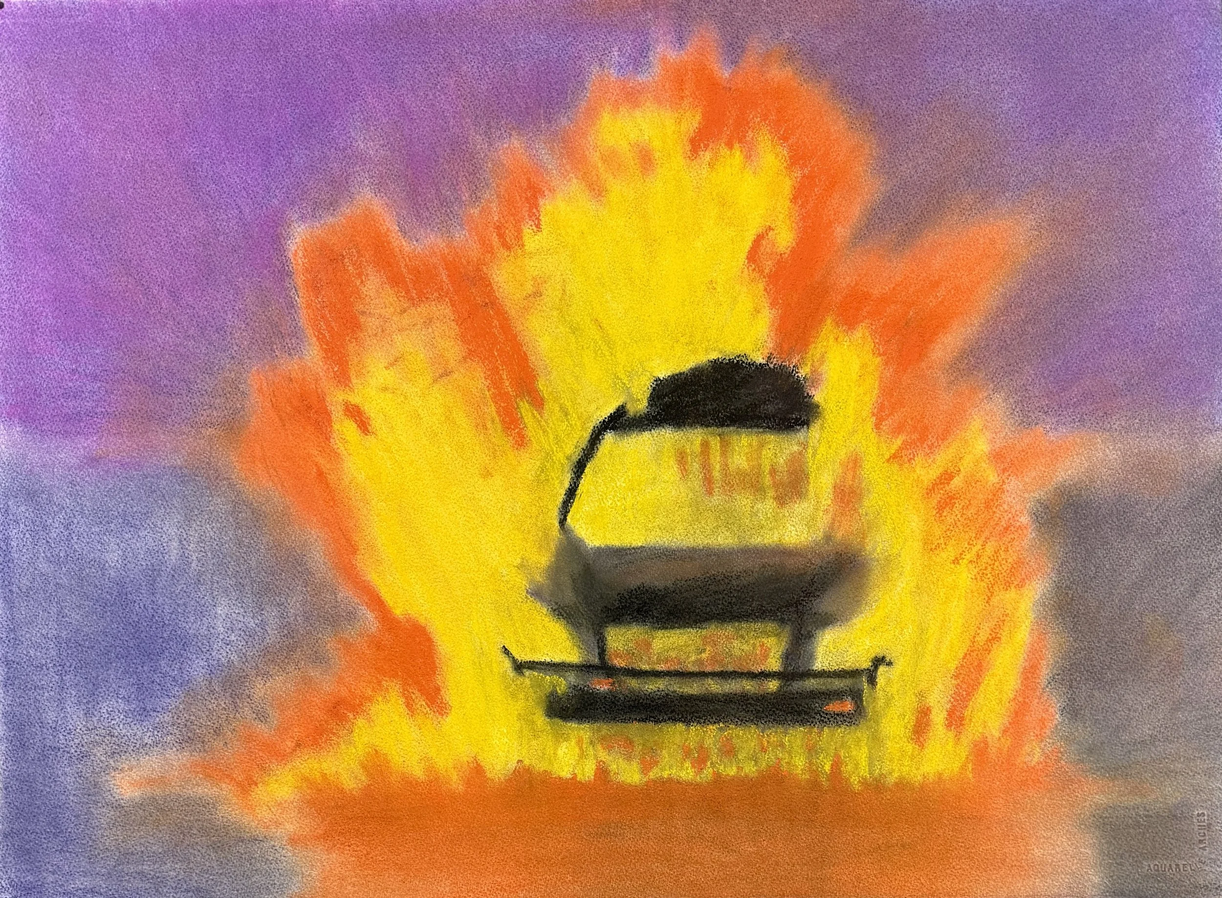 Burning Car 2026 soft pastel on paper, 22x30.jpg