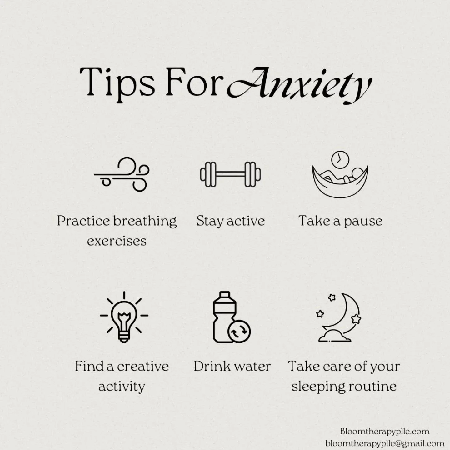 Feeling anxious? Here are a few simple things that can help ground you when your thoughts start to spiral:
✨ Practice breathing exercises. Slow, steady breaths can help signal to your body that you’re safe.
🏃‍♀️ Stay active. Movement rele