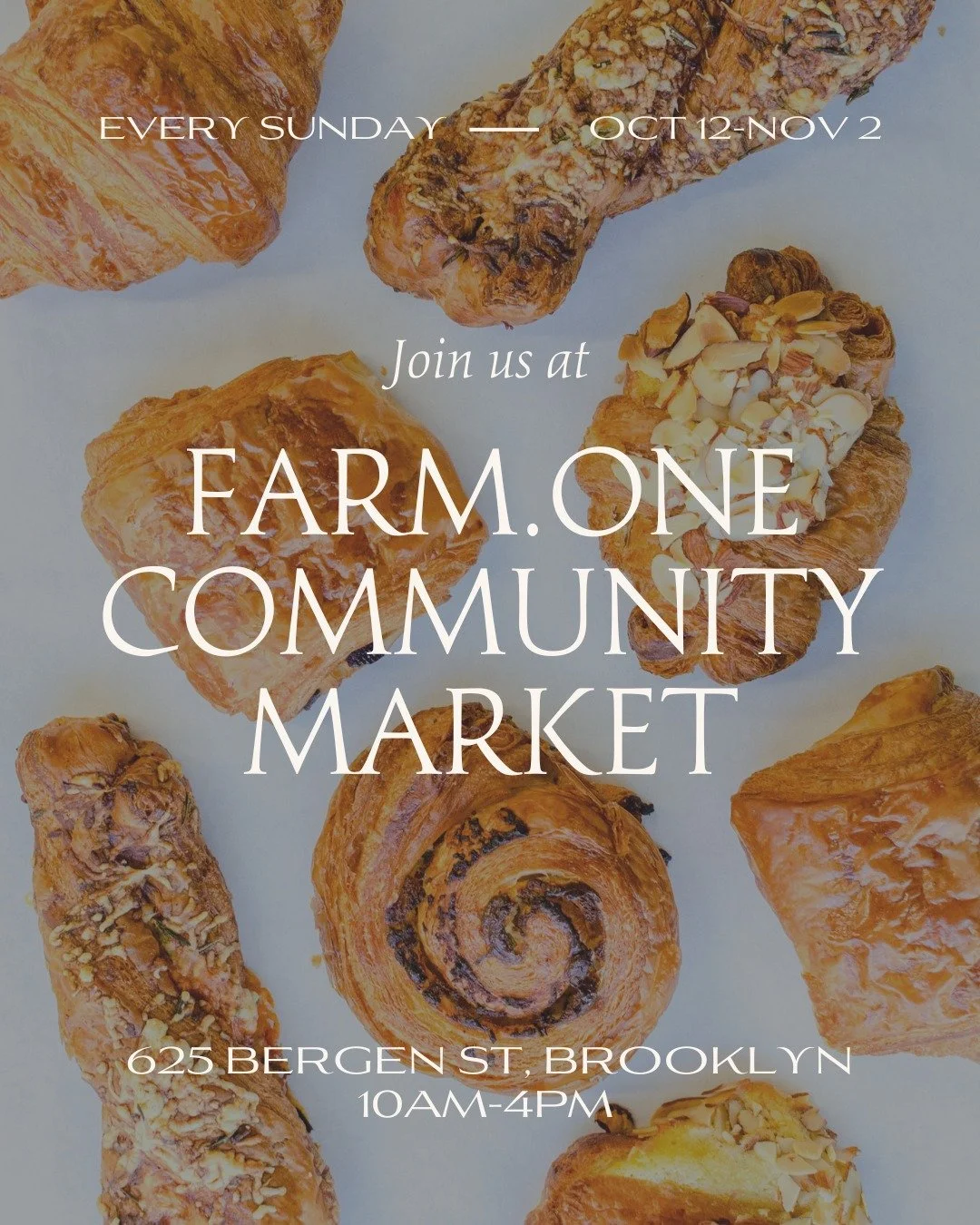 We love being part of the Brooklyn community and we&rsquo;re so excited to join the @farm.one  Community Market this fall! From October 12 through November 2, you&rsquo;ll find us every Sunday with our signature Viennoiseries, including a Farm.One ex