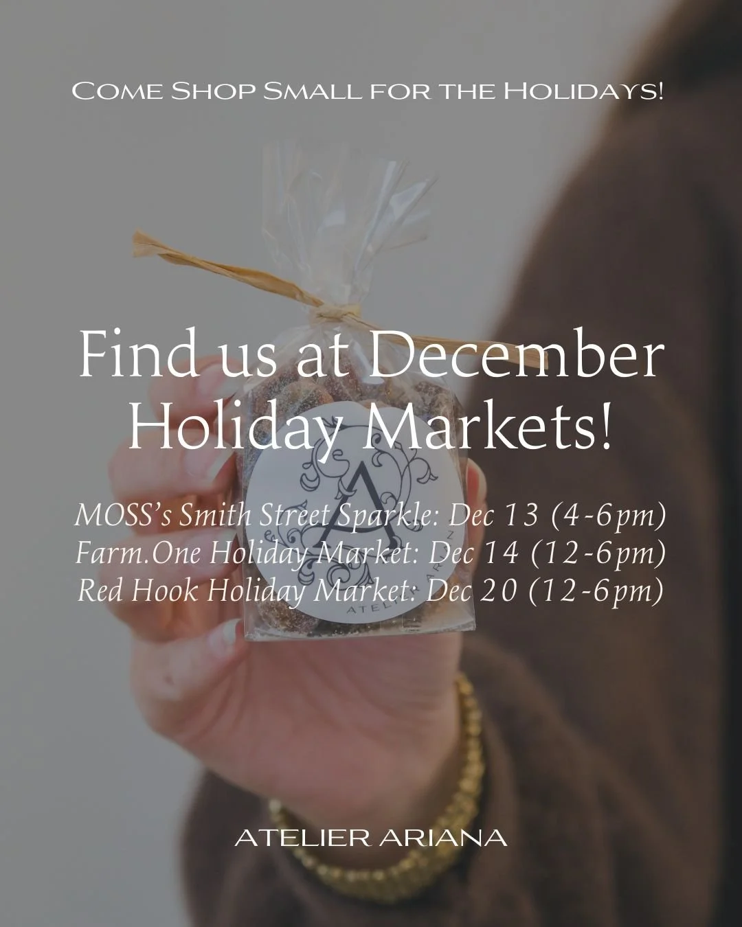 We&rsquo;re so excited to share that Atelier Ariana will be part of several Holiday Markets this December! If you&rsquo;re looking for treats, gifts, or just a cozy holiday moment, come visit us: we&rsquo;d love to see you 😄

Where to find us:
-MOSS