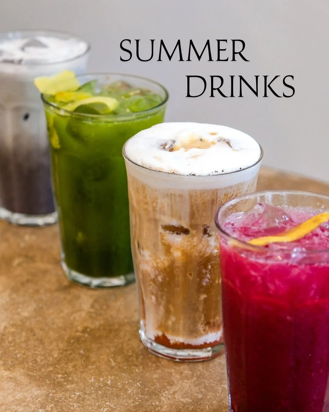 Long summer days call for refreshing drinks.

This season, we're featuring bright, seasonal flavors across our beverage menu. Whether you're in the mood for coffee, matcha, or something fruity, we've got you covered.

Which one are you trying first?
