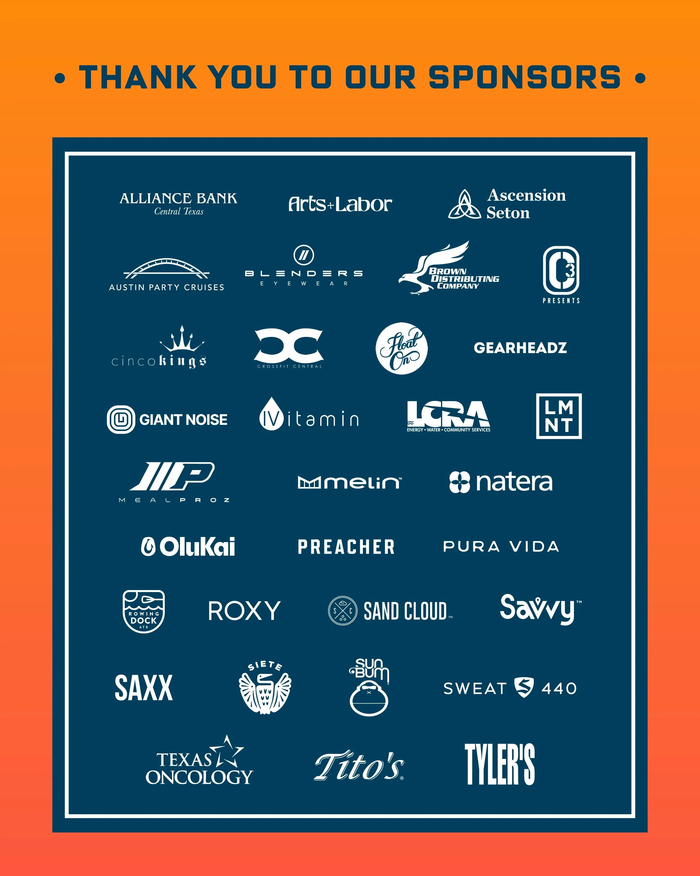 So much gratitude for this year&rsquo;s Dam That Cancer sponsors! Their support makes this special day possible and ensures that 100% of funds raised can go directly towards our mission. Thank you to each and every of our sponsors for believing in ou