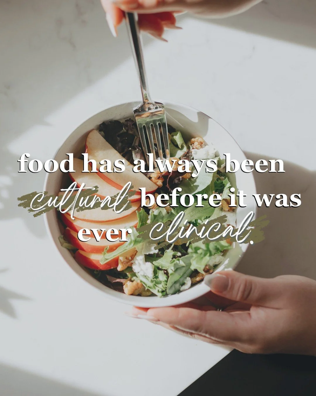 Food has always been cultural for me before it was ever clinical. 

Growing up half Korean, food was just food. Kimchi jjigae on a weeknight 🍲. Baked goods my mom would pull from the oven. Meals shared around a table with people I loved. Nobody was 