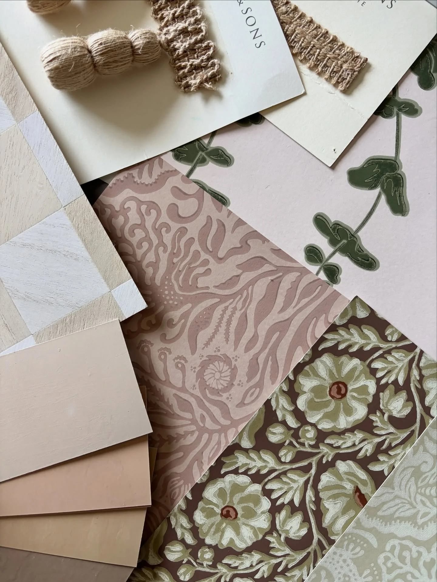 Sneak peek. From design deck to material tray. This is where we narrow down our options. 

This palette has changed a lot since this photo and I love where it is going. 

#interiordesign #designprocess #sentiniumdesign #colorpalettes #losangelesdesig