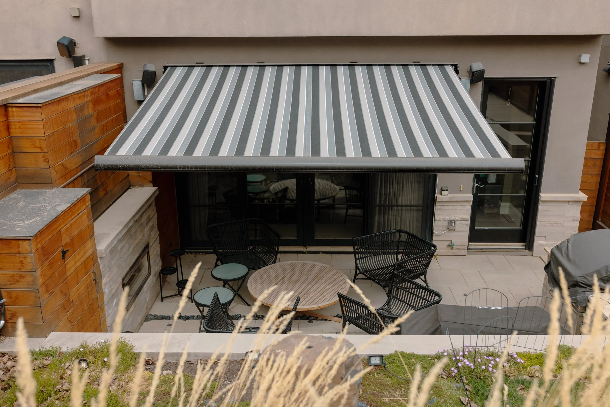 patio awning installed by Alberta tent and awning on Calgary home