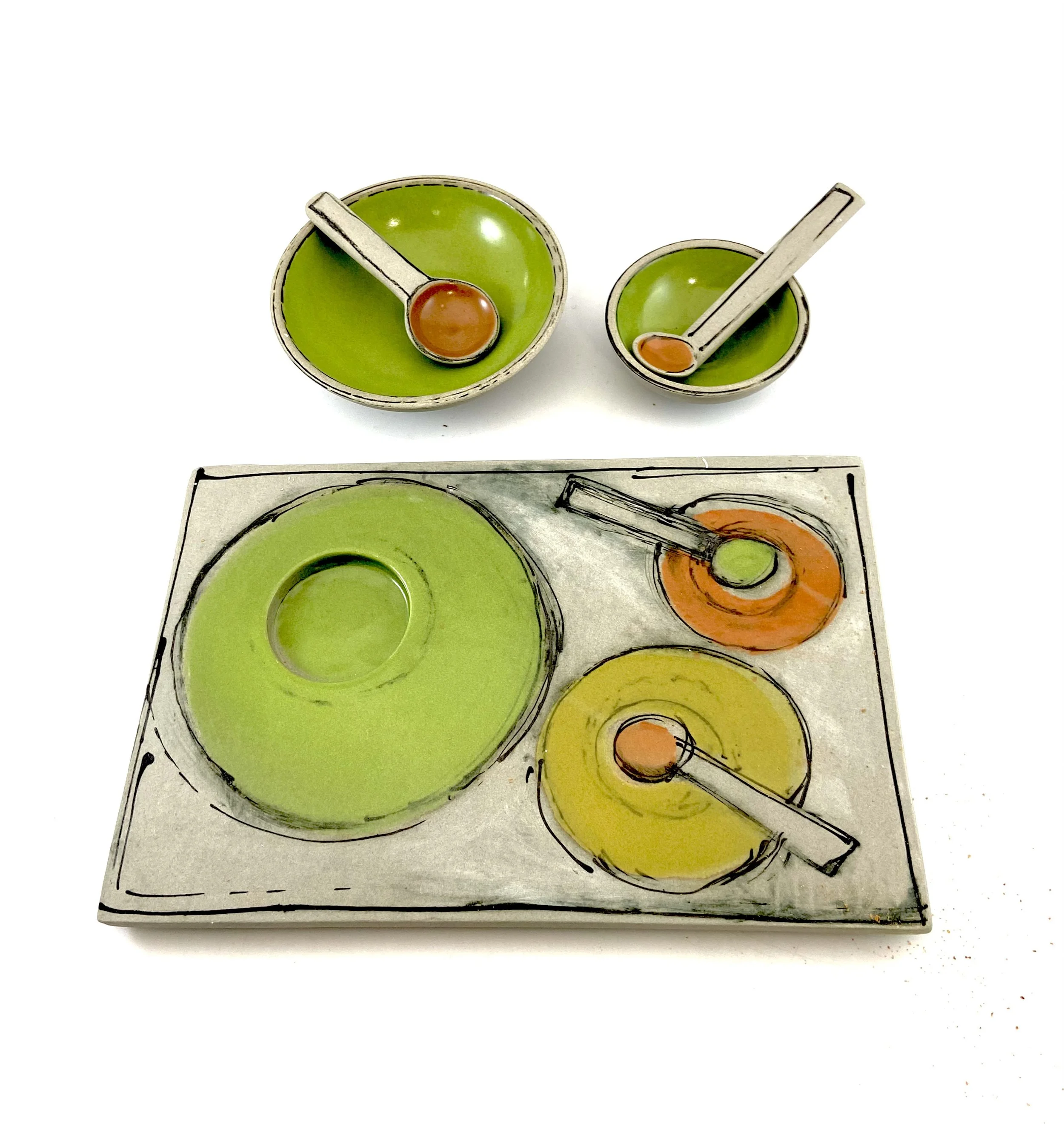 Lisa Krigel medium slab drawing with Avo bowls, burnt orange and mustard 2 of 2 7033.jpg