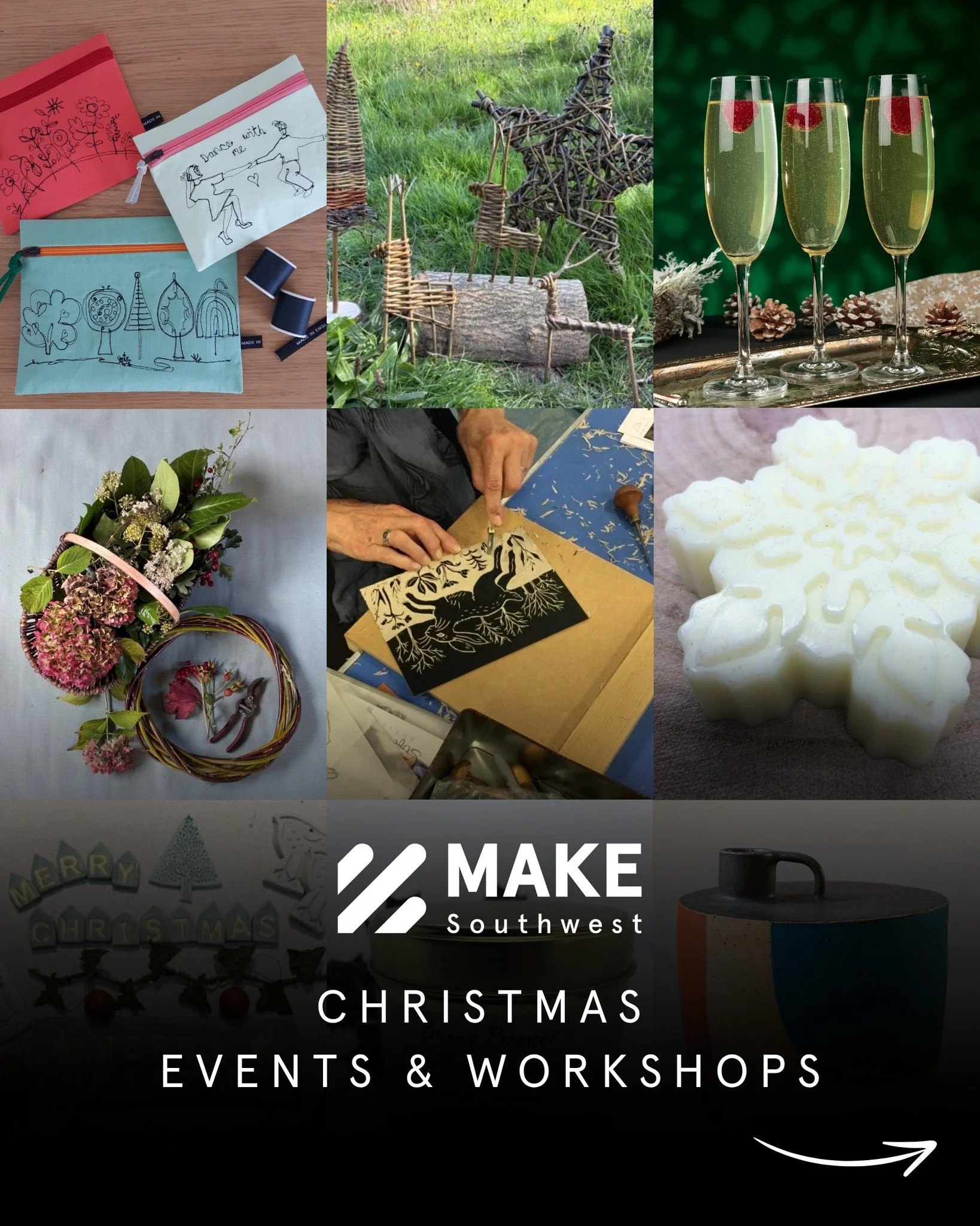 A brand new programme of Christmas workshops is available to book now on our website! Plus, join us for our Christmas party next Friday, where we will be celebrating the opening of our annual Christmas craft fair exhibition, Under the Tree 🥂

Come a
