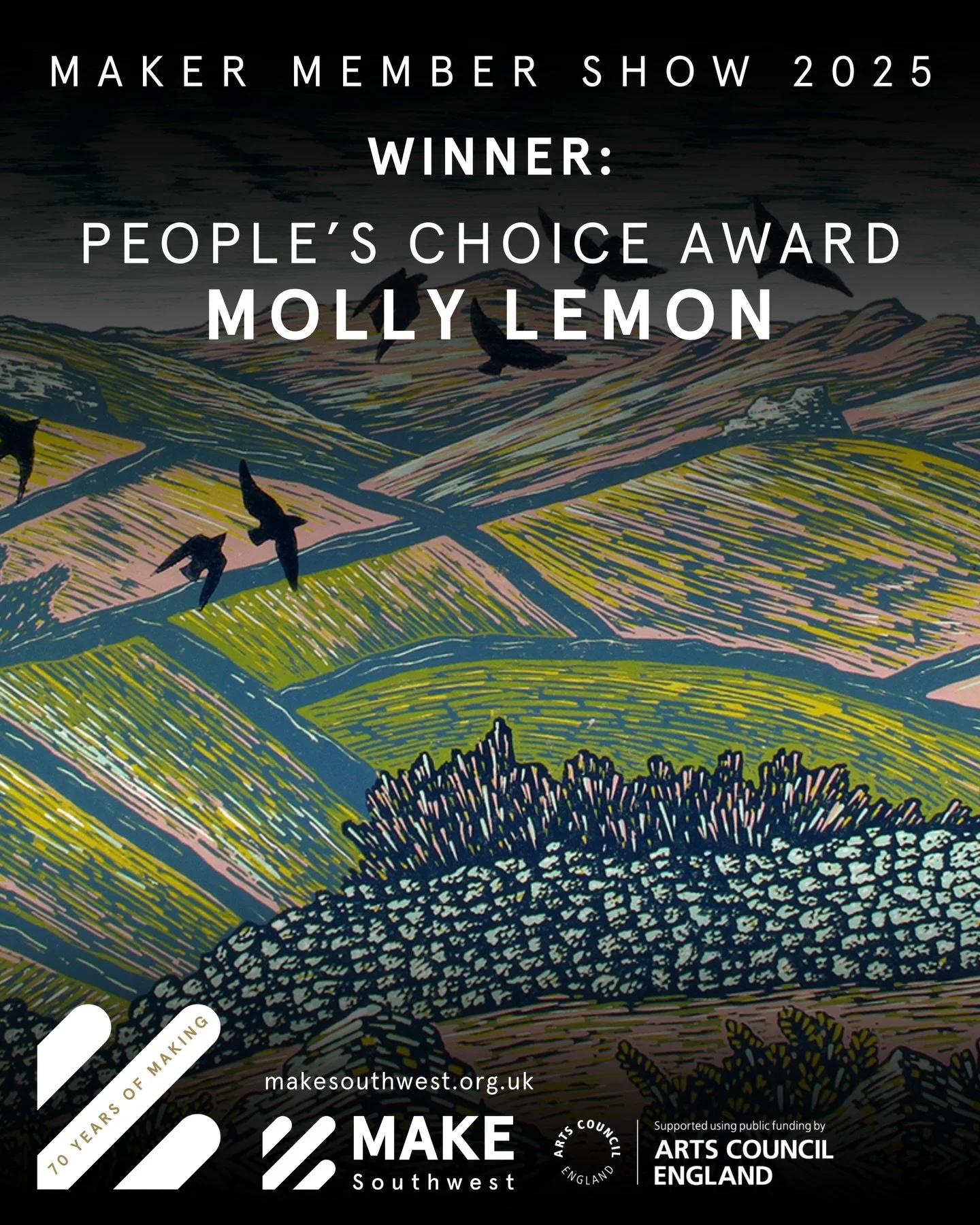 Congratulations to @mollylemonart who is the winner of the  #MakerMemberShow2025 People&rsquo;s Choice Award!

Molly Lemon is a printmaker specialising in wood engraving. Using traditional hand tools, she engraves into woodblocks. The block is inked 