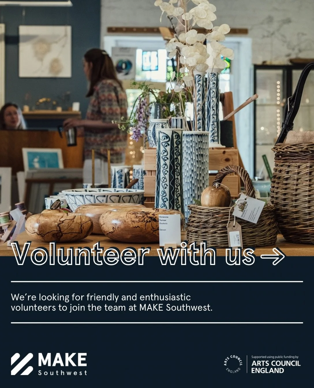 Volunteer with us!

We&rsquo;re a craft education charity passionate about connecting people with contemporary and heritage craft. Through our free exhibitions, workshops, and projects in schools and local communities, we create opportunities for peo