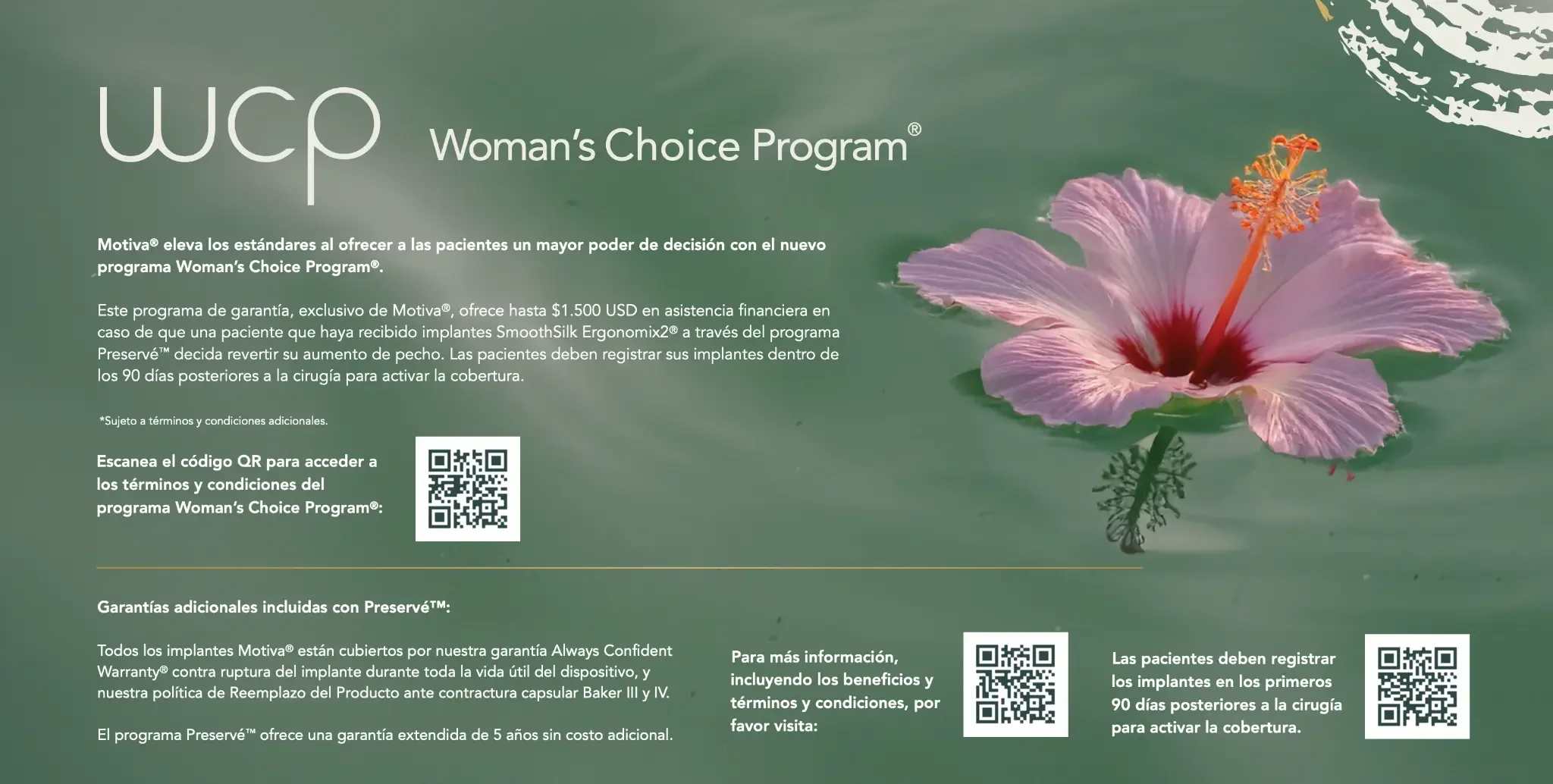 Garantías y programa Woman's Choice de los implantes Motiva utilizados con la técnica Preservé