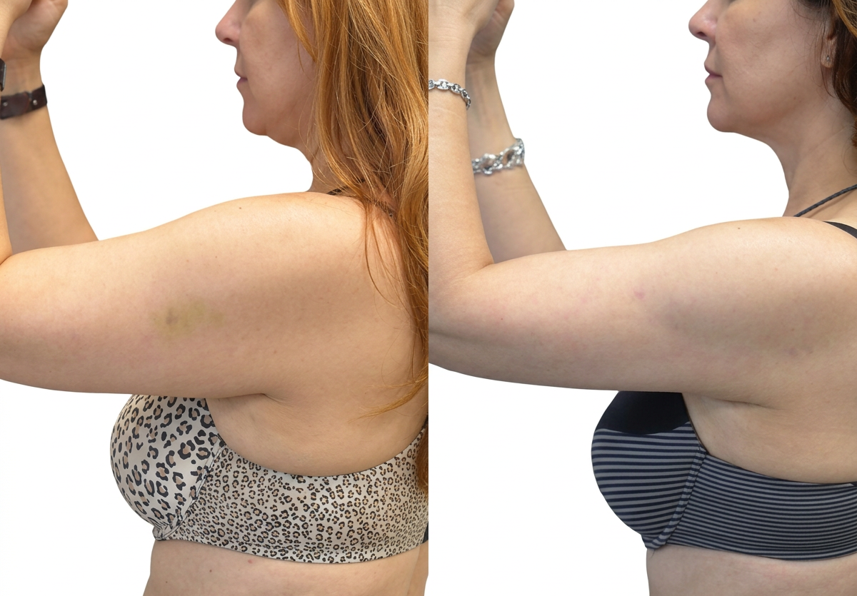 Antes y después de liposucción de brazos combinada con radiofrecuencia BodyTite