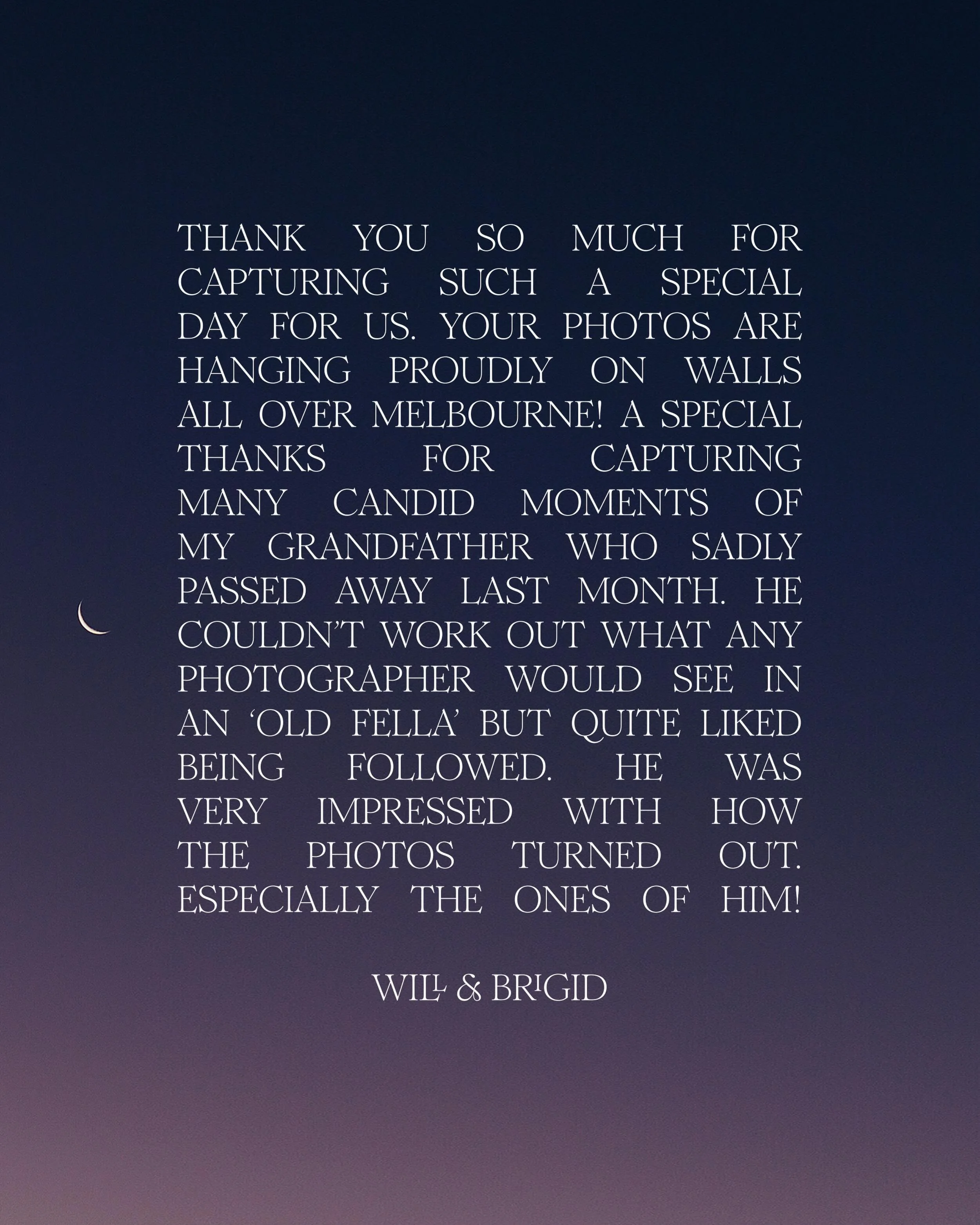 Some photographs grow in value with time.

The candid moments. The fleeting interactions. The people who quietly shaped the day.

Long after the flowers have faded and the timeline is forgotten, these are often the images that matter most.

It&rsquo;