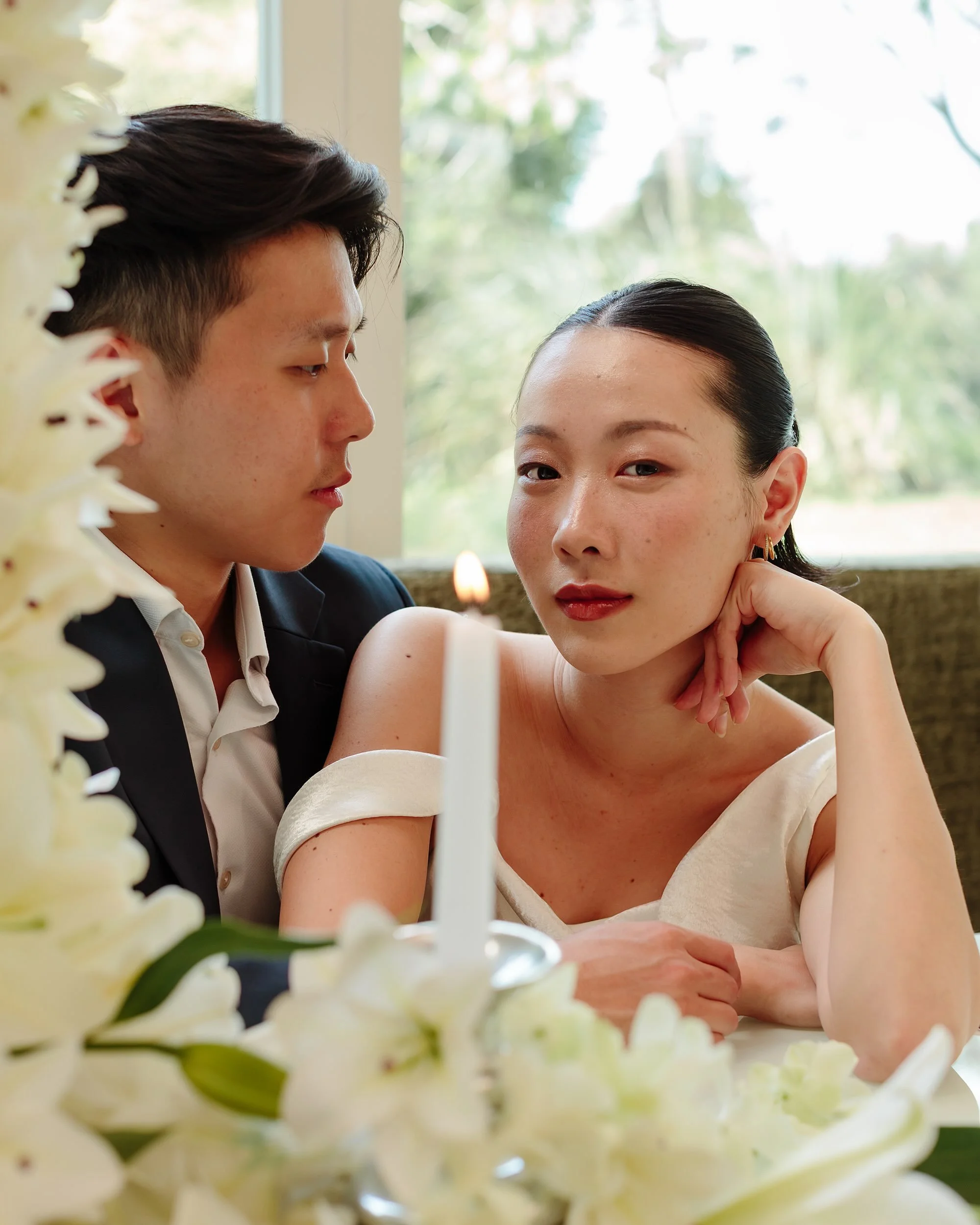 Nicholas &amp; Shi-An. ✨

Gowns: @theivorybridal &amp; MUSE
Suit: Groom&rsquo;s own
Hair &amp; make-up: @imairinn from @arly.co 
Floral arrangements: @fioredorato 
Coordinator: @weddingconcepteur 
Venue: @claudinerestaurant