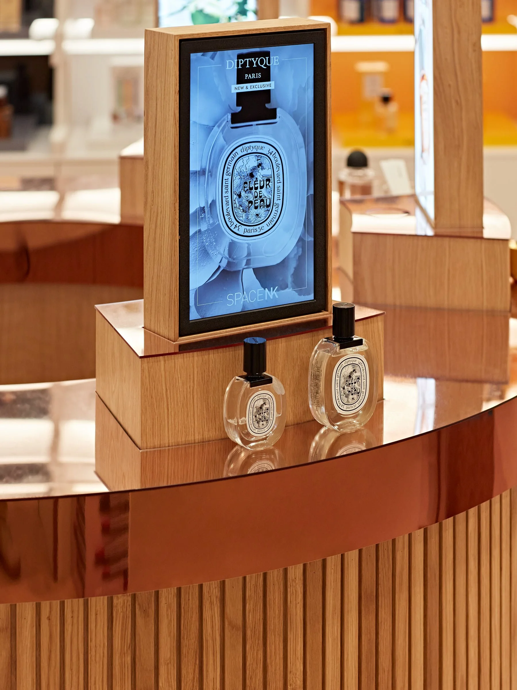 Space NK Fragrance Discovery Bar, bespoke retail tables, luxury fragrance display, retail fixture manufacturing, customer journey design, tactile retail experience, premium beauty counter, Alterd.co.uk.