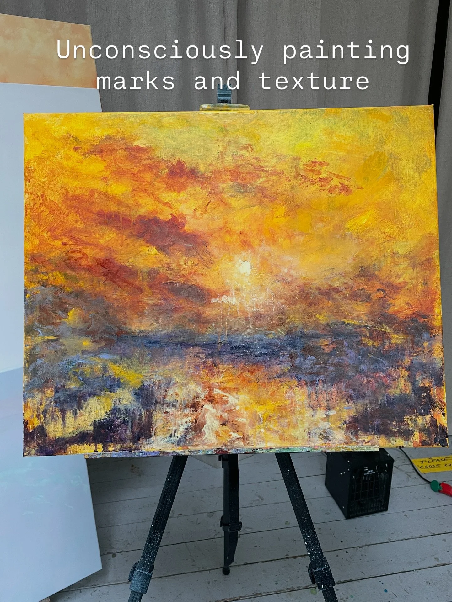 I left this hanging for a month in full view. Consciously I put it on an easel and unconsciously began to paint. Not knowing how it will finish but knowing when it&rsquo;s finished. 80x100 acrylic on canvas work in progress.