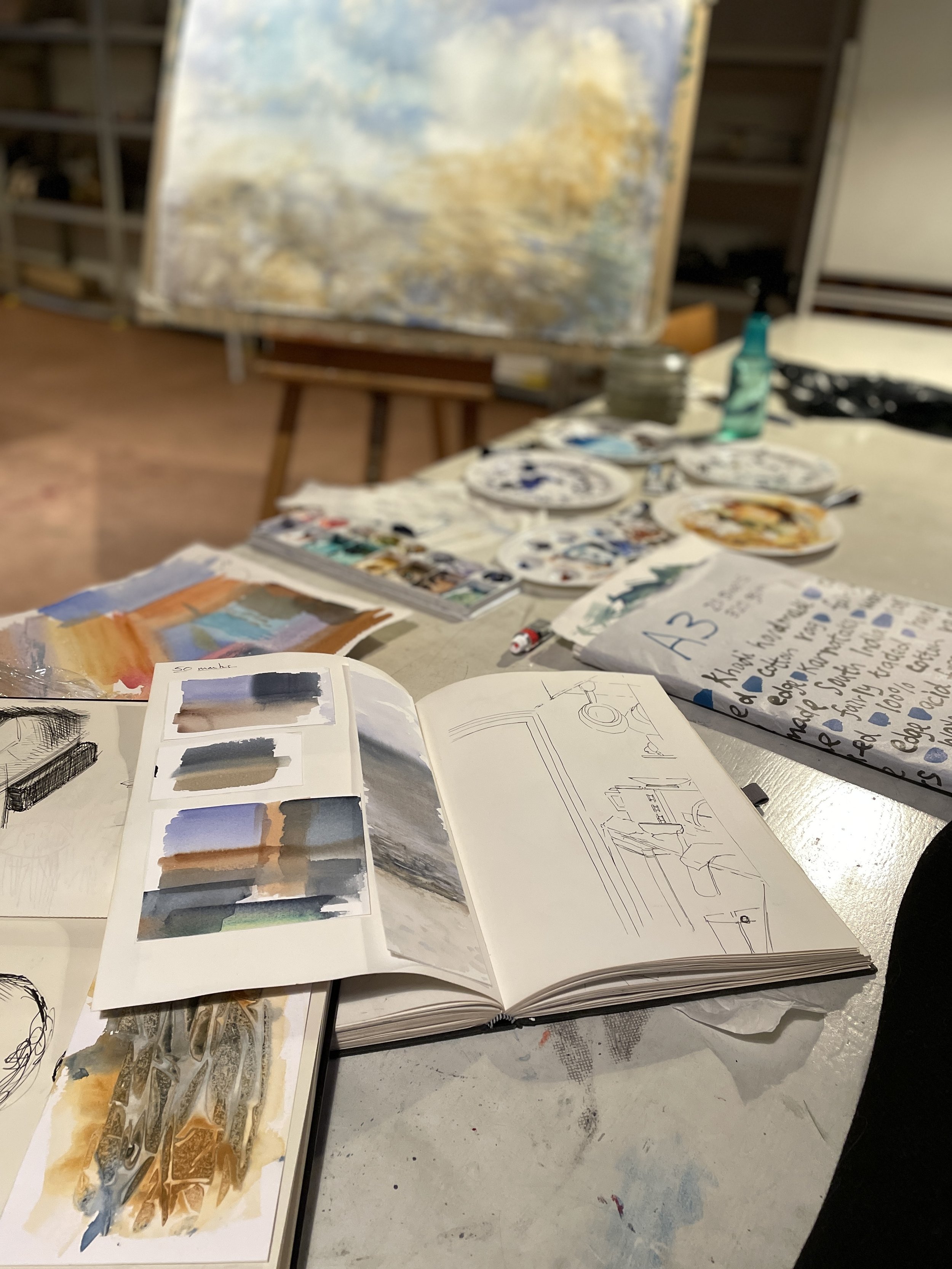 I love the challenge of working with a limited palette, large format and texture patterns. Jan 2023