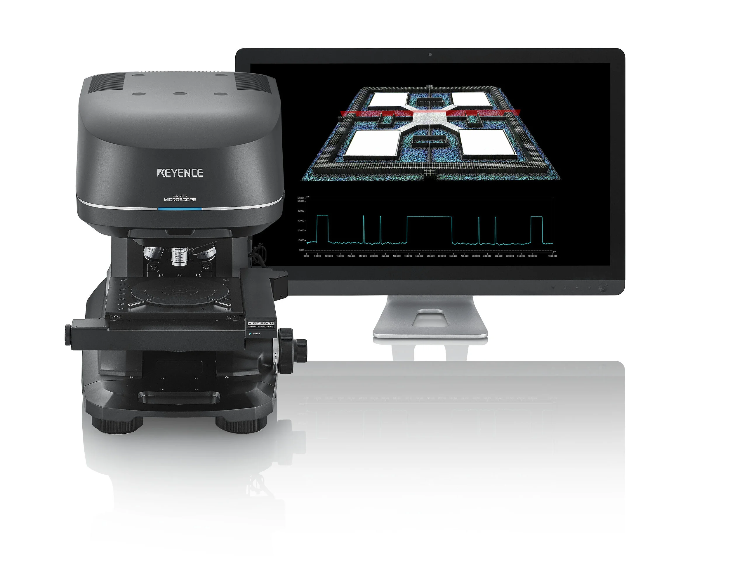 Keyence is one of the market leaders in automation and quality assurance solutions. For precise surface measurement, the Keyence 3D laser microscope or 3D profilometer can be seamlessly integrated into the Aerotech desktop devices
