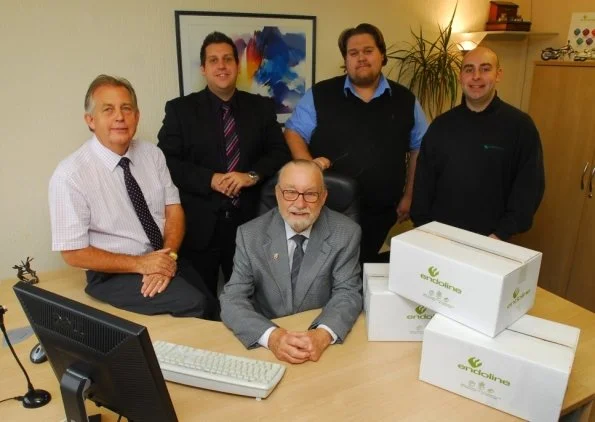 Pictured centre, the late Ronald Yates with, from left to right, Alan, Andrew, Kit and Richard Yates