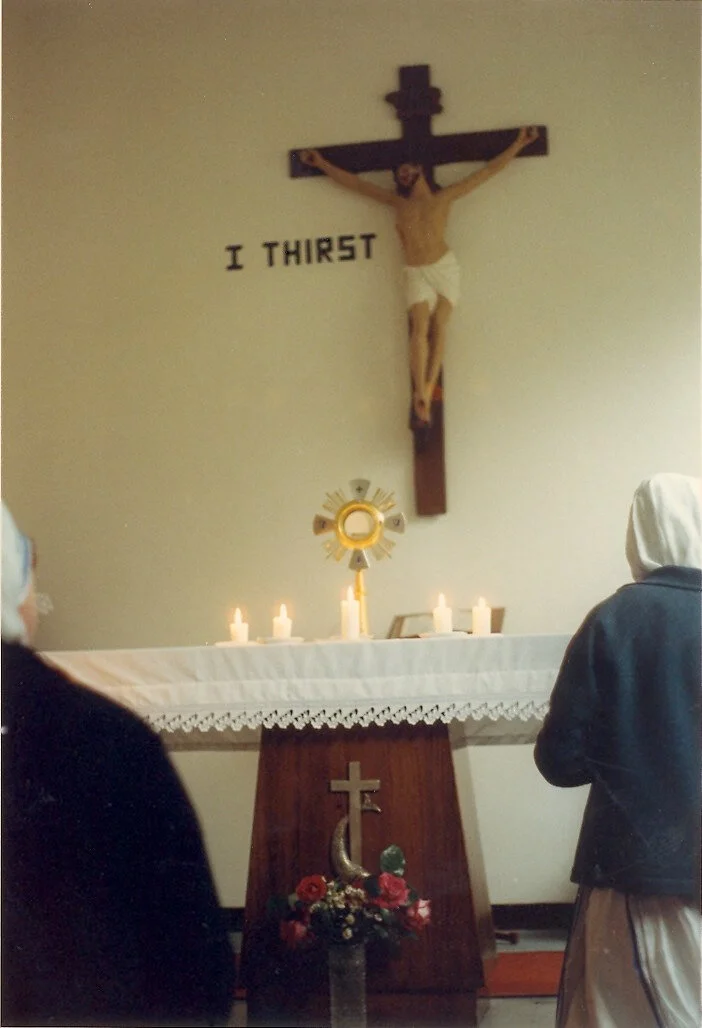 Eucharistic adoration in the MC Primavalle chapel in Rome.
