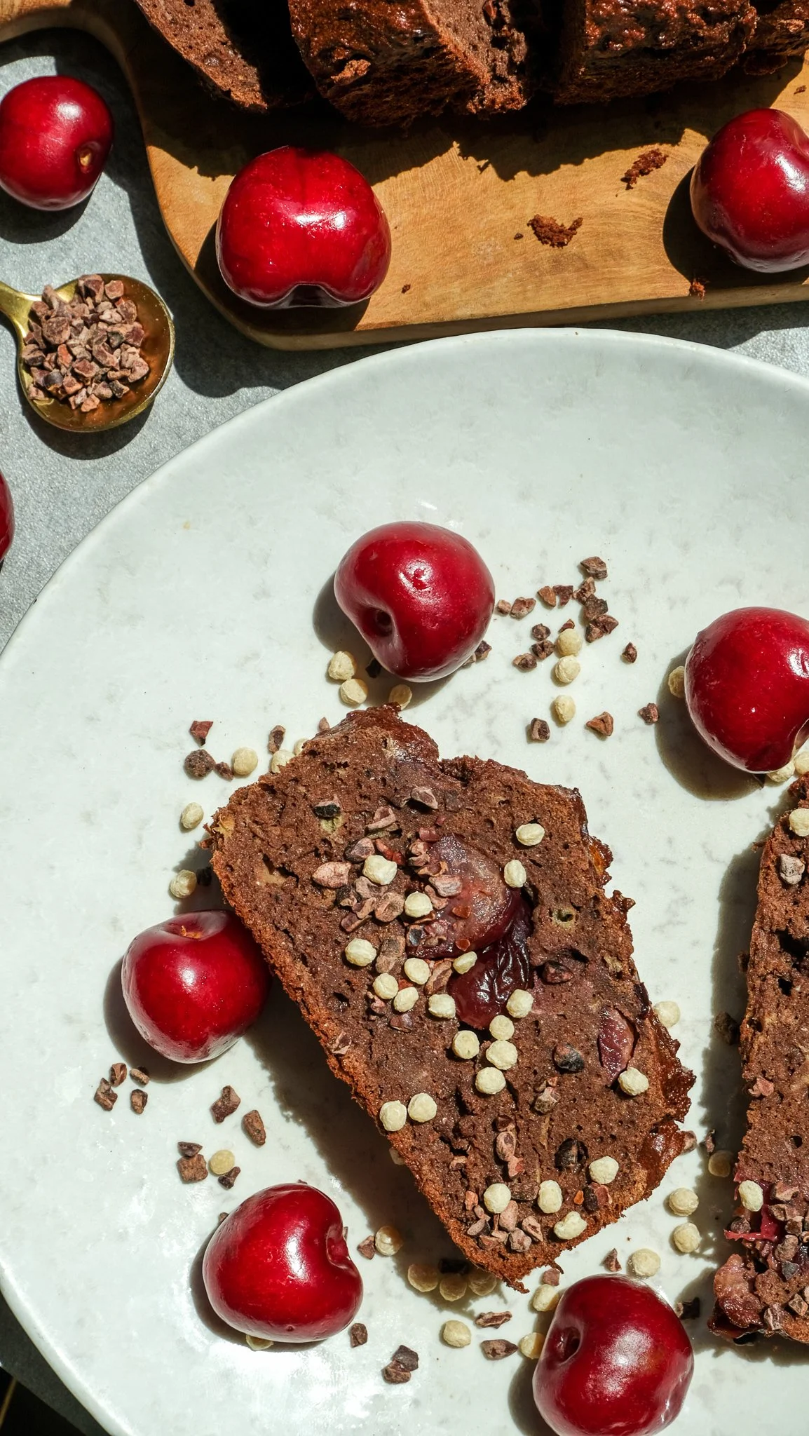 HIGH PROTEIN CHOCOLATE CHERRY BANANA BREAD